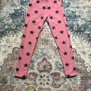 Primary Pink Leggings with Black Stars
